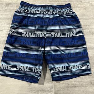 NWT Nike Boys Medium Ticker Tape Volley Swim Trunk Shorts Blue‎ NESSE803-440